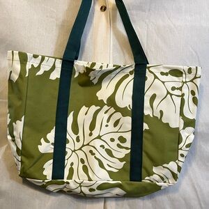 Stylish Green and White Tropical Tote Bag
